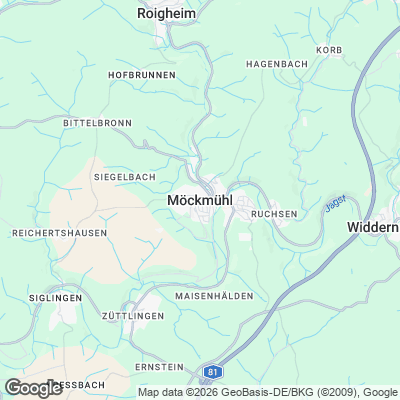 Karte von Möckmühl und Umgebung