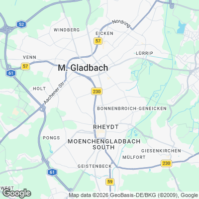 Karte von Mönchengladbach und Umgebung
