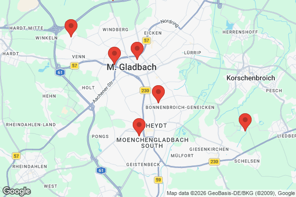 Karte mit Entrümpelungsaufträgen in Mönchengladbach