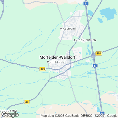 Karte von Mörfelden-Walldorf und Umgebung