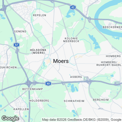 Karte von Moers und Umgebung