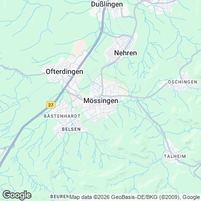 Karte von Mössingen und Umgebung