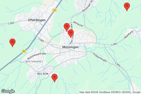 Karte mit Entrümpelungsaufträgen in Mössingen