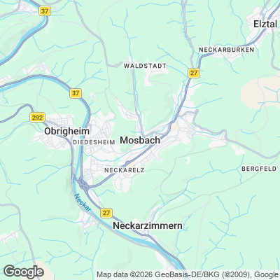 Karte von Mosbach und Umgebung