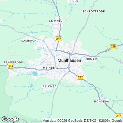 Karte von Mühlhausen und Umgebung