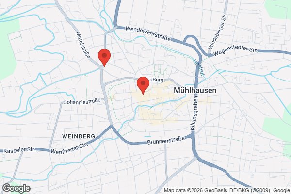 Karte mit Entrümpelungsaufträgen in Mühlhausen