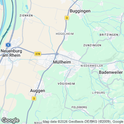 Karte von Müllheim und Umgebung