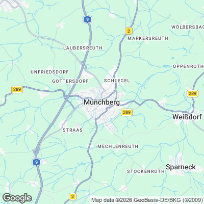 Karte von Münchberg und Umgebung