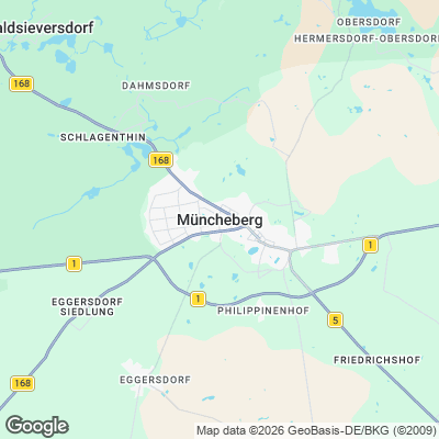 Karte von Müncheberg und Umgebung