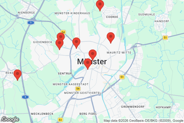 Karte mit Entrümpelungsaufträgen in Münster