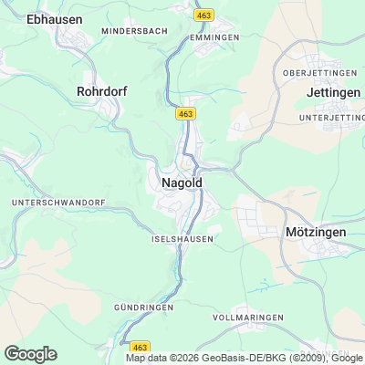 Karte von Nagold und Umgebung