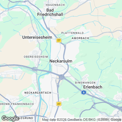 Karte von Neckarsulm und Umgebung