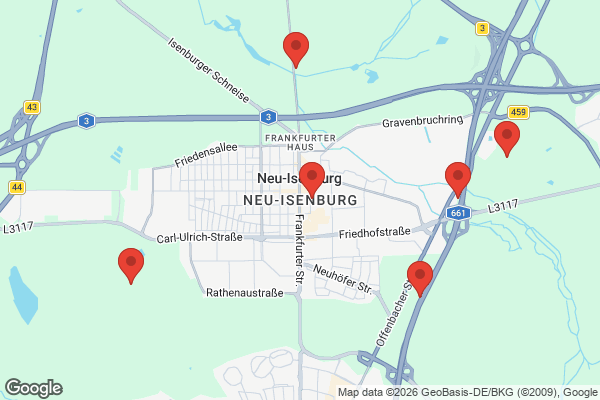 Karte mit Entrümpelungsaufträgen in Neu-Isenburg