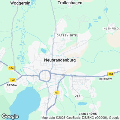 Karte von Neubrandenburg und Umgebung