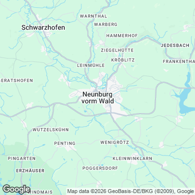 Karte von Neunburg vorm Wald und Umgebung