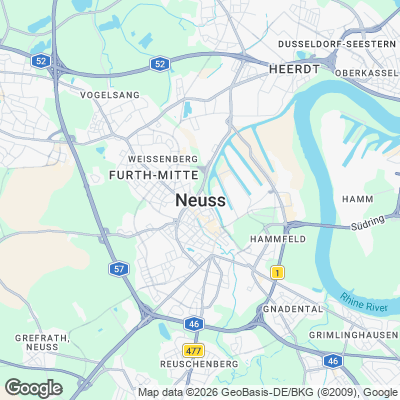 Karte von Neuss und Umgebung