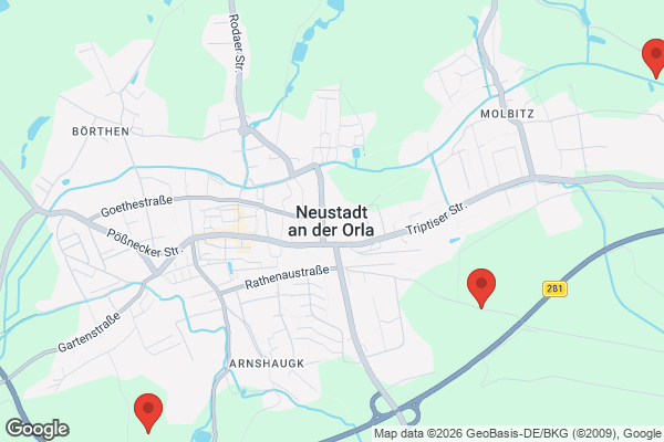Karte mit Entrümpelungsaufträgen in Neustadt an der Orla