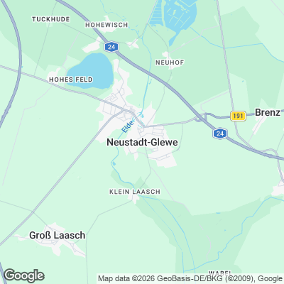 Karte von Neustadt-Glewe und Umgebung