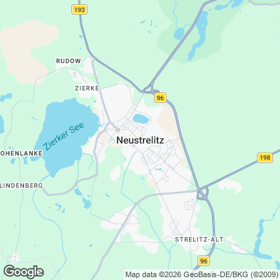 Karte von Neustrelitz und Umgebung