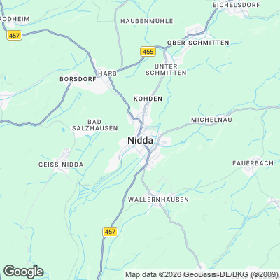 Karte von Nidda und Umgebung