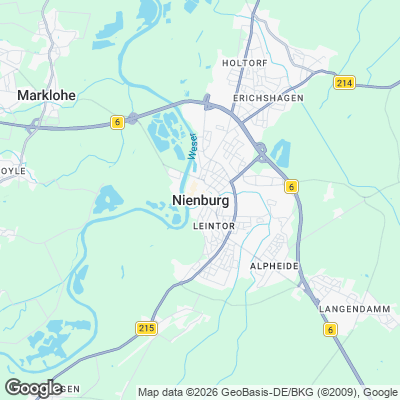 Karte von Nienburg (Weser) und Umgebung