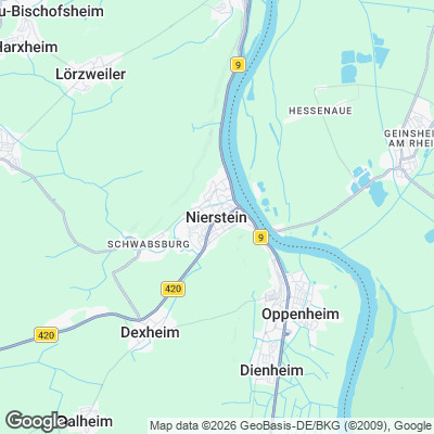 Karte von Nierstein und Umgebung