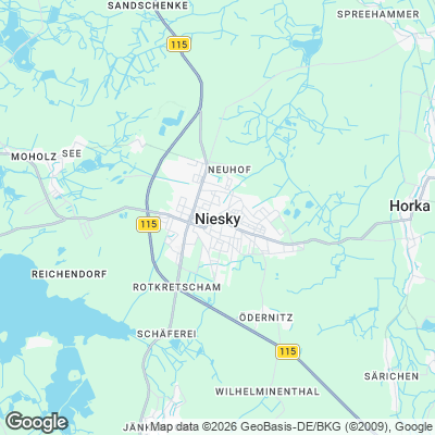 Karte von Niesky und Umgebung