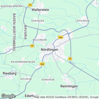 Karte von Nördlingen und Umgebung