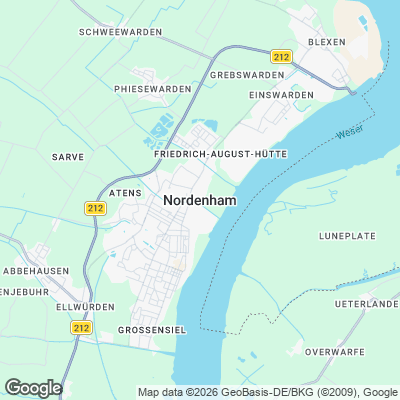 Karte von Nordenham und Umgebung
