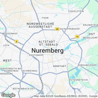 Karte von Nürnberg und Umgebung