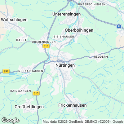Karte von Nürtingen und Umgebung