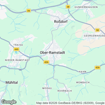 Karte von Ober-Ramstadt und Umgebung