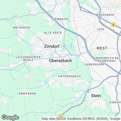 Karte von Oberasbach und Umgebung