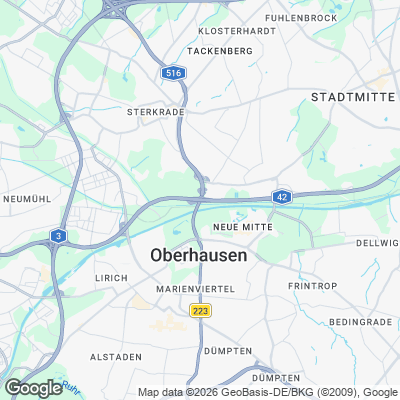 Karte von Oberhausen und Umgebung