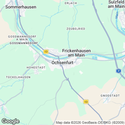 Karte von Ochsenfurt und Umgebung