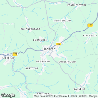 Karte von Oederan und Umgebung