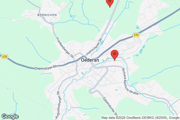 Karte mit Entrümpelungsaufträgen in Oederan