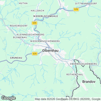 Karte von Olbernhau und Umgebung