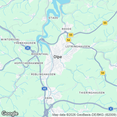 Karte von Olpe und Umgebung