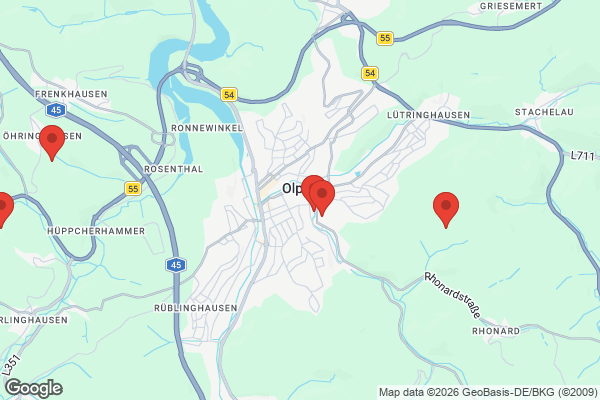 Karte mit Entrümpelungsaufträgen in Olpe