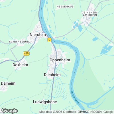Karte von Oppenheim und Umgebung