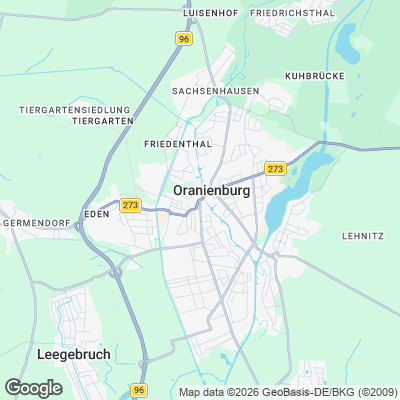 Karte von Oranienburg und Umgebung