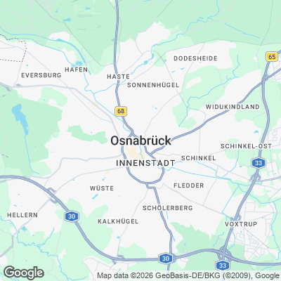 Karte von Osnabrück und Umgebung