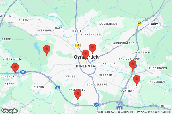 Karte mit Entrümpelungsaufträgen in Osnabrück