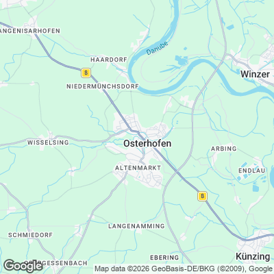 Karte von Osterhofen und Umgebung