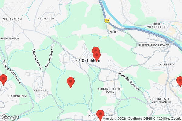 Karte mit Entrümpelungsaufträgen in Ostfildern