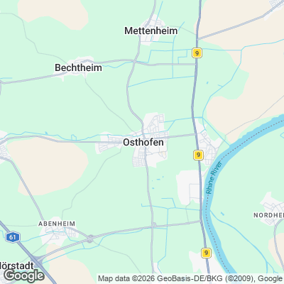 Karte von Osthofen und Umgebung