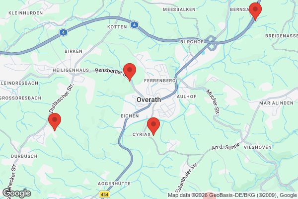 Karte mit Entrümpelungsaufträgen in Overath