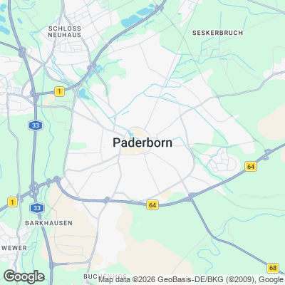 Karte von Paderborn und Umgebung