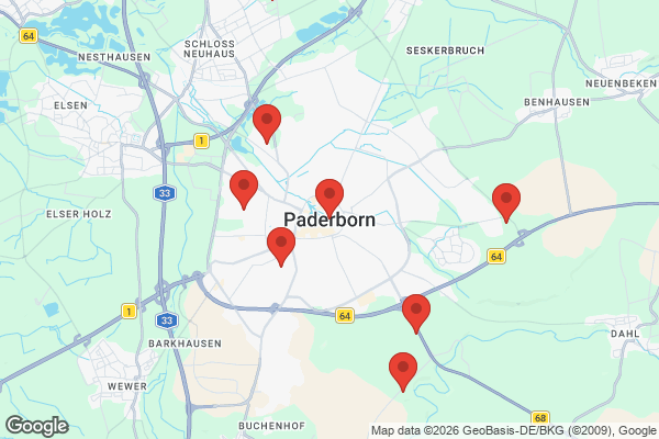 Karte mit Entrümpelungsaufträgen in Paderborn
